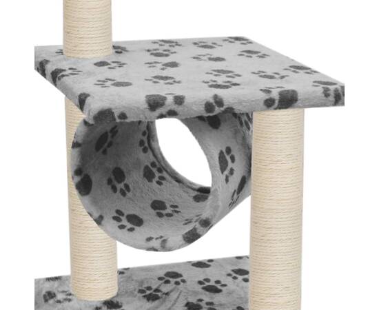 Ansamblu pisici cu stâlpi funie sisal gri 65 cm imprimeu lăbuțe, 4 image