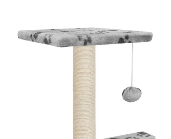 Ansamblu pisici cu stâlpi funie sisal gri 65 cm imprimeu lăbuțe, 5 image
