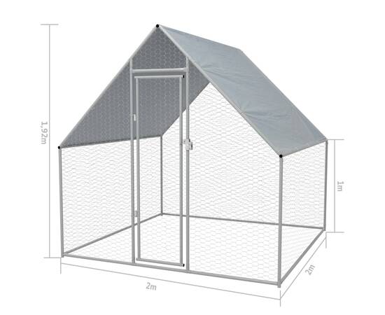Coteț de găini pentru exterior, 2x2x1,92 m, oțel galvanizat, 5 image