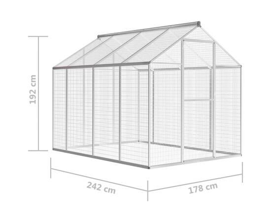 Coteț pentru păsări de exterior, aluminiu, 178 x 242 x 192 cm, 5 image