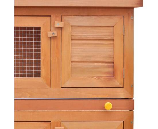 Cușcă de exterior iepuri cușcă adăpost animale mici, 4 uși, lemn, 4 image