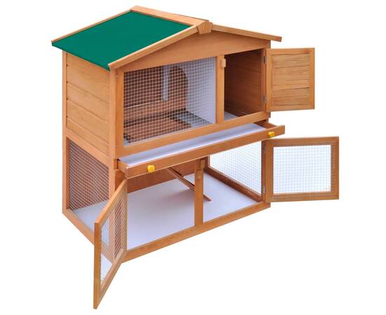Cușcă de exterior iepuri cușcă adăpost animale mici 3 uși lemn, 3 image