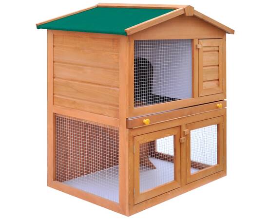 Cușcă de exterior iepuri cușcă adăpost animale mici 3 uși lemn, 2 image