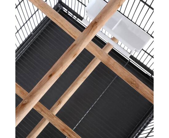 Cușcă de păsări cu acoperiș, oțel, 66 x 66 x 155 cm, negru, 6 image