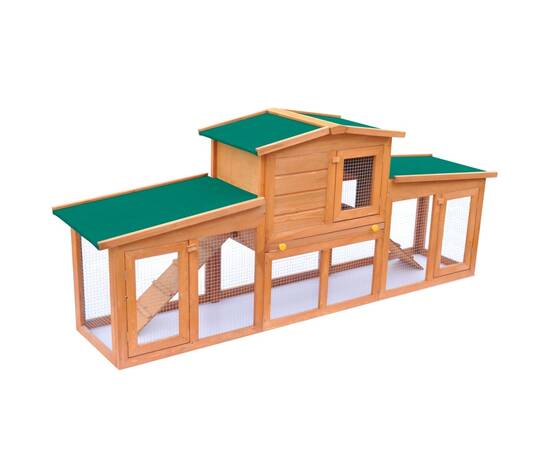 Cușcă mare iepuri cușcă adăpost animale mici cu acoperiș lemn, 3 image