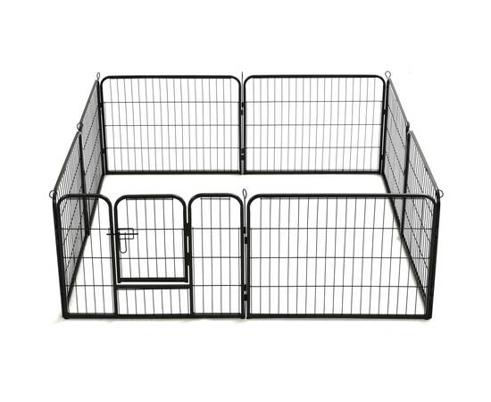Țarc pentru câini, 8 panouri, oțel, 60x80 cm, negru, 6 image