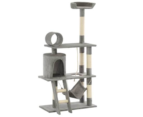 Ansamblu de joacă pisici, cu stâlpi funie sisal, 140 cm, gri, 3 image