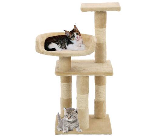 Ansamblu pentru pisici, stâlpi cu funie de sisal, 65 cm, bej, 2 image