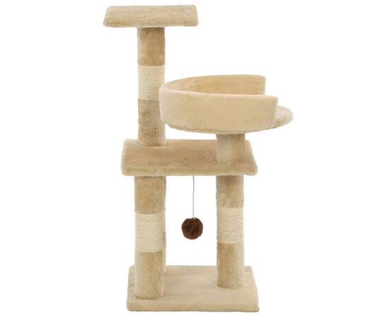 Ansamblu pentru pisici, stâlpi cu funie de sisal, 65 cm, bej, 3 image