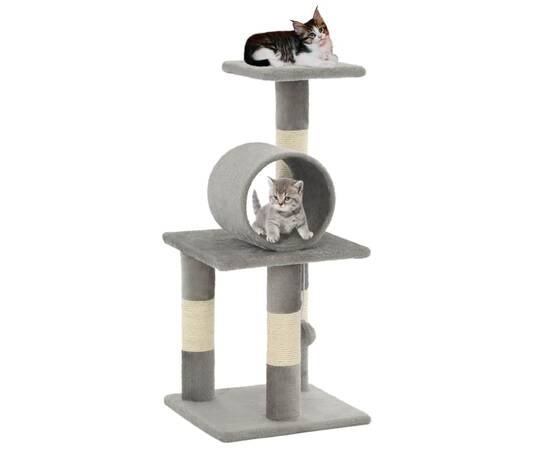 Ansamblu pentru pisici, stâlpi din funie de sisal, 65 cm, gri