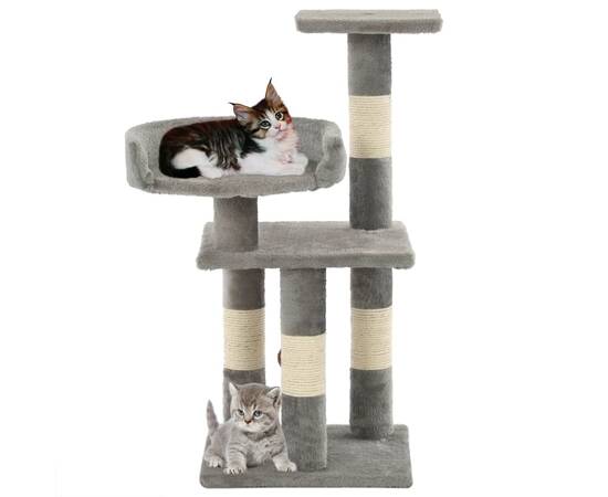 Ansamblu pentru pisici, stâlpi din funie de sisal, 65 cm, gri, 2 image