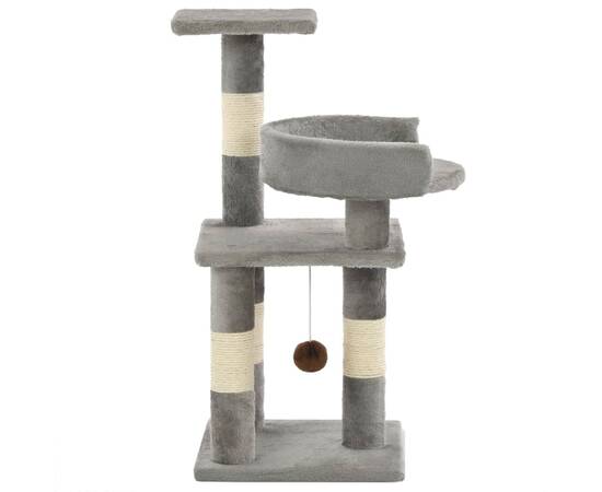 Ansamblu pentru pisici, stâlpi din funie de sisal, 65 cm, gri, 3 image