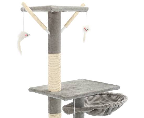 Ansamblu pentru pisici, stâlpi din funie sisal, 230-250 cm, gri, 5 image