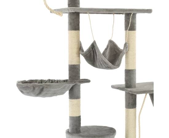 Ansamblu pentru pisici, stâlpi din funie sisal, 230-250 cm, gri, 6 image