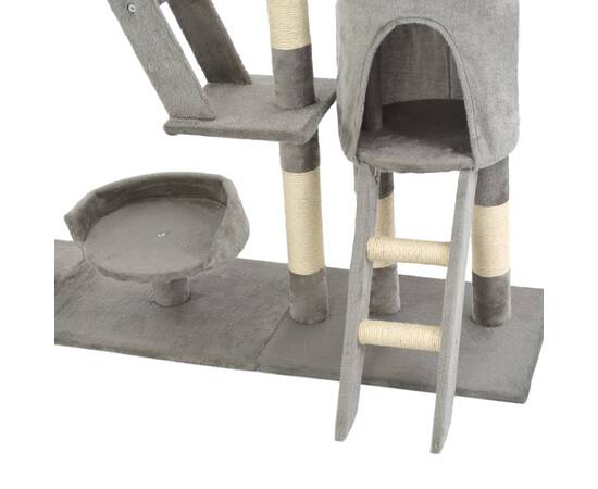 Ansamblu pentru pisici, stâlpi din funie sisal, 230-250 cm, gri, 7 image