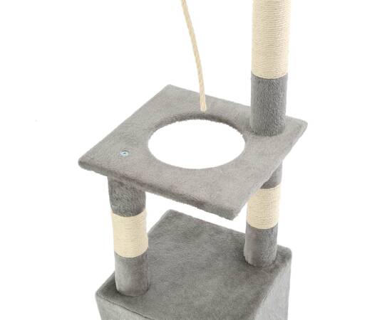 Ansamblu pentru pisici cu stâlpi din funie de sisal, 109 cm gri, 5 image