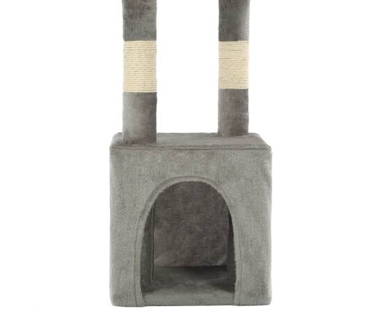 Ansamblu pentru pisici cu stâlpi din funie de sisal, 109 cm gri, 7 image