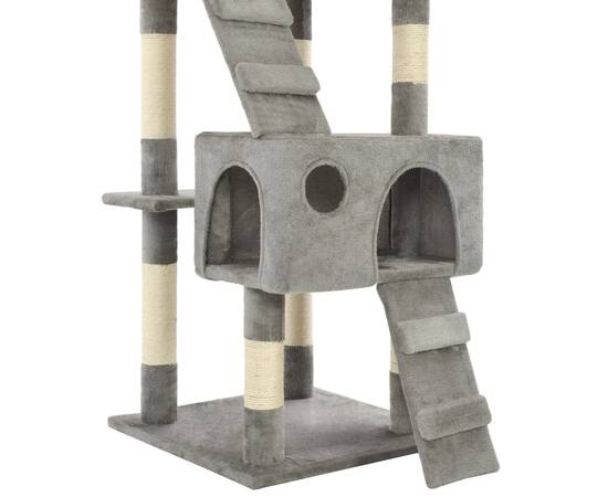 Ansamblu pentru pisici cu stâlpi funie sisal, 170 cm, gri, 6 image