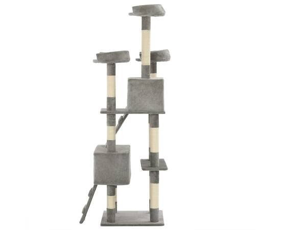 Ansamblu pentru pisici cu stâlpi funie sisal, 170 cm, gri, 4 image