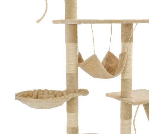 Ansamblu pentru pisici stâlpi din funie de sisal 230-250 cm bej, 6 image