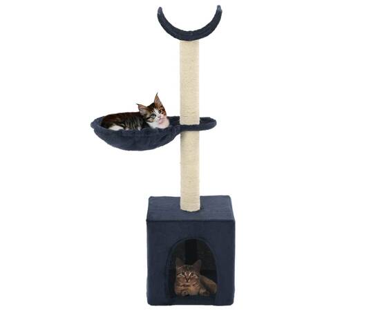 Ansamblu pisici, stâlpi cu funie de sisal, 105 cm, albastru