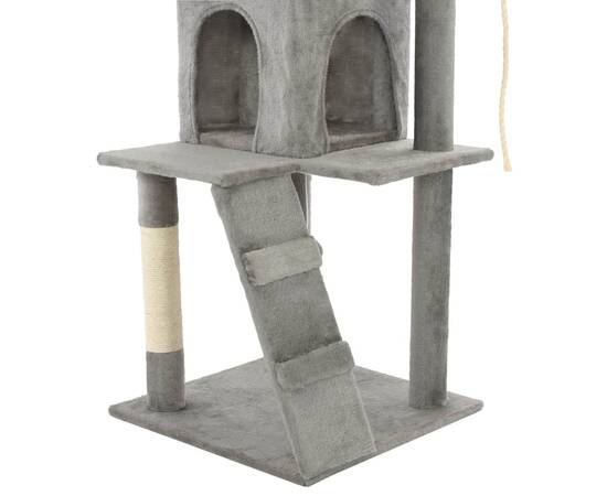 Ansamblu pisici, stâlpi cu funie de sisal, 120 cm, gri, 7 image