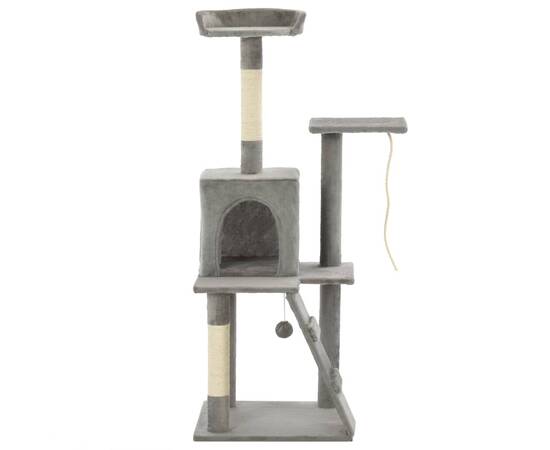 Ansamblu pisici, stâlpi cu funie de sisal, 120 cm, gri, 2 image