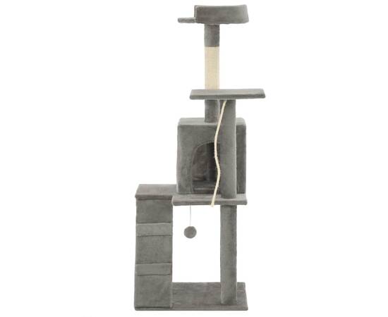 Ansamblu pisici, stâlpi cu funie de sisal, 120 cm, gri, 4 image