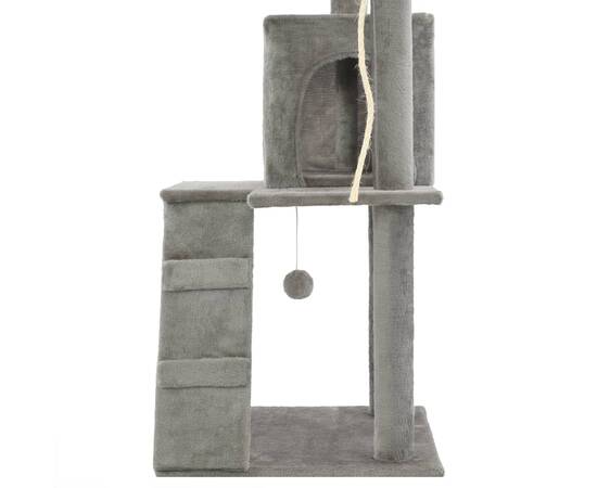 Ansamblu pisici, stâlpi cu funie de sisal, 120 cm, gri, 6 image