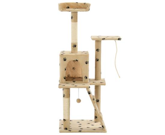 Ansamblu pisici, stâlpi funie sisal,120 cm bej, imprimeu lăbuțe, 2 image