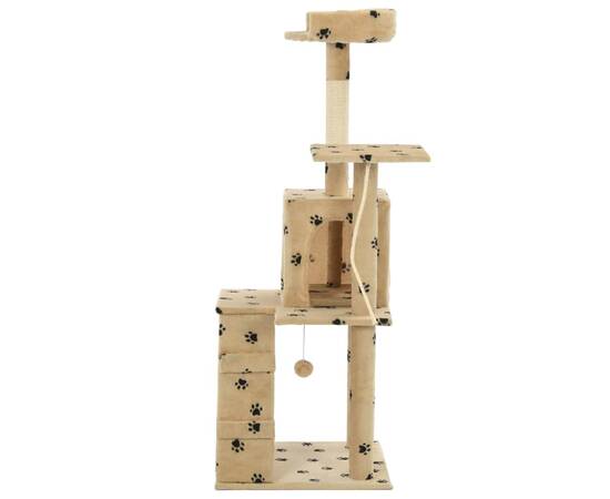 Ansamblu pisici, stâlpi funie sisal,120 cm bej, imprimeu lăbuțe, 3 image