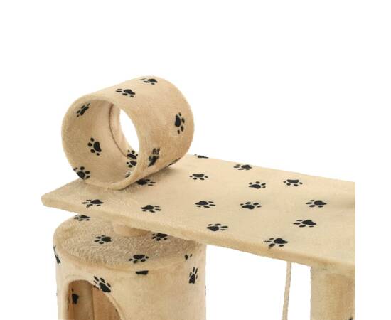 Ansamblu pisici, stâlpi funie sisal 140 cm imprimeu lăbuțe, bej, 6 image