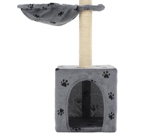 Ansamblu pisici cu funie de sisal, 105 cm, imprimeu lăbuțe, gri, 5 image