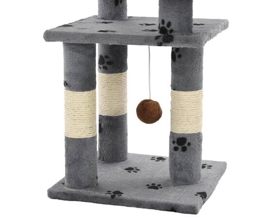 Ansamblu pisici cu funie de sisal, 65 cm, imprimeu lăbuțe, gri, 5 image