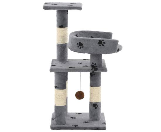 Ansamblu pisici cu funie de sisal, 65 cm, imprimeu lăbuțe, gri, 3 image