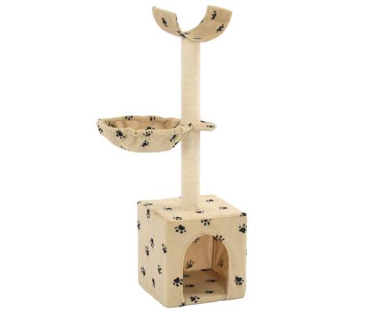 Ansamblu pisici cu funie sisal, 105 cm, imprimeu lăbuțe, bej, 2 image