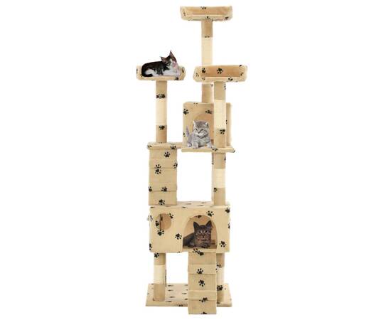 Ansamblu pisici cu funie sisal, 170 cm, imprimeu lăbuțe, bej, 2 image
