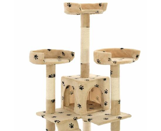 Ansamblu pisici cu funie sisal, 170 cm, imprimeu lăbuțe, bej, 5 image