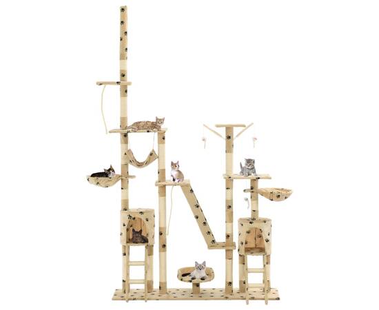 Ansamblu pisici cu funie sisal, 230-250 cm imprimeu lăbuțe, bej, 2 image