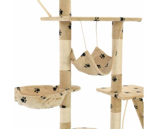 Ansamblu pisici cu funie sisal, 230-250 cm imprimeu lăbuțe, bej, 6 image