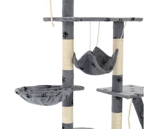 Ansamblu pisici cu funie sisal, 230-250cm, imprimeu lăbuțe, gri, 6 image