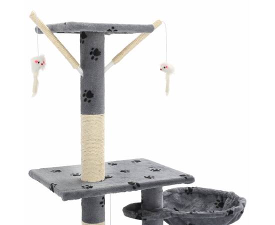 Ansamblu pisici cu funie sisal, 230-250cm, imprimeu lăbuțe, gri, 5 image