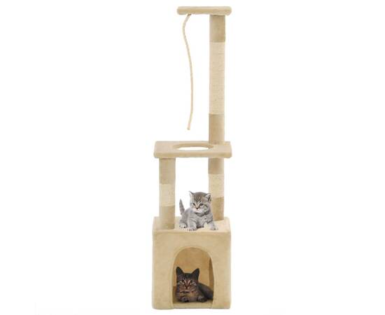 Ansamblu pisici cu stâlpi din funie de sisal, 109 cm, bej
