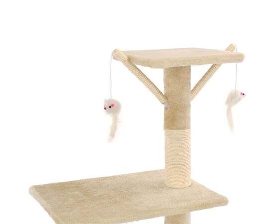 Ansamblu pisici cu stâlpi din funie de sisal, 138 cm, bej, 6 image