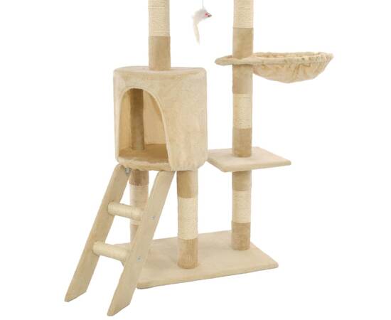 Ansamblu pisici cu stâlpi din funie de sisal, 138 cm, bej, 8 image