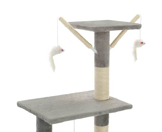 Ansamblu pisici cu stâlpi din funie de sisal, 138 cm, gri, 6 image