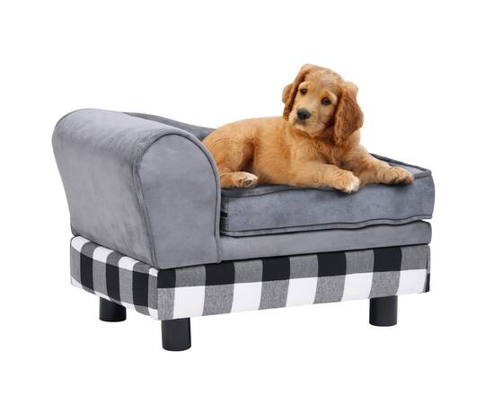 Canapea pentru câini, gri, 57x34x36 cm, pluș, 3 image