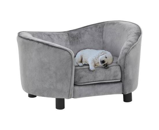 Canapea pentru câini, gri, 69 x 49 x 40 cm, pluș