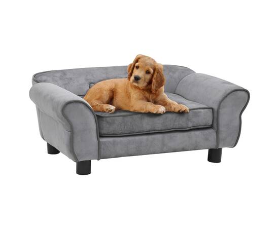 Canapea pentru câini, gri, 72 x 45 x 30 cm, pluș