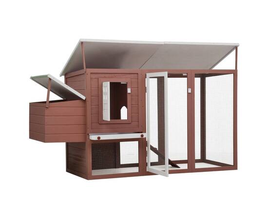 Coteț păsări de exterior, casă găini cu 1 cuibar, maro, lemn, 3 image